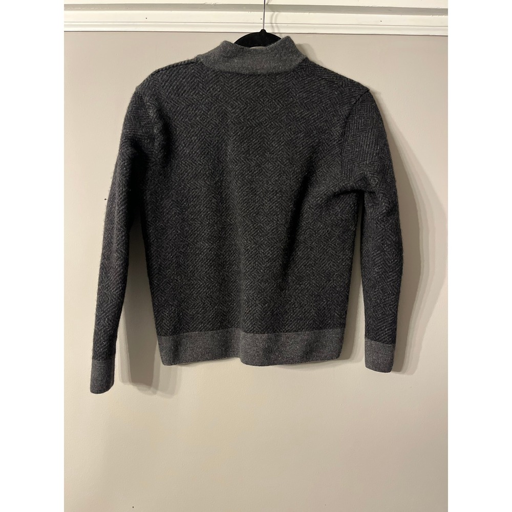 Johnston & Murphy Mens Gray Herringbone Quarter Zip Pullover Sweater Large - Picture 2 of 4